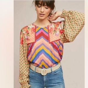 Anthropologie BL^NK London Bl-nk Miranda Peasant Blouse